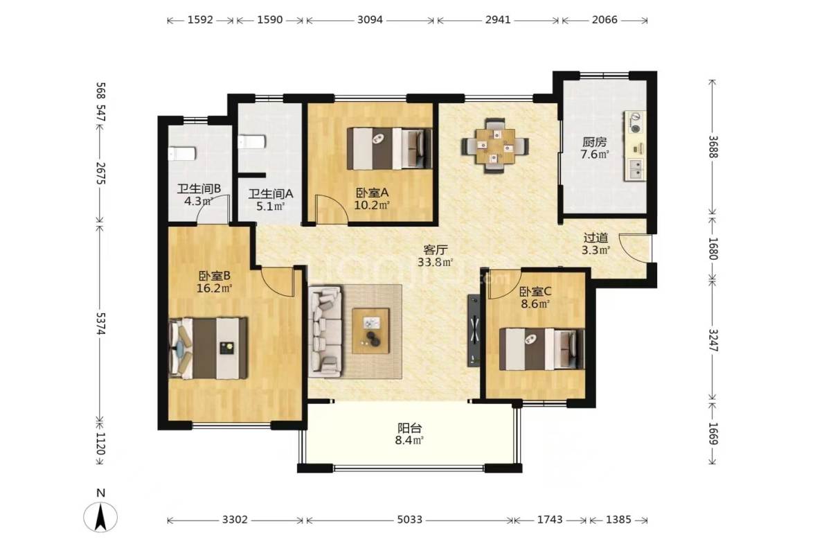 时代MOMA云PARK  1室1厅1卫   2500.00元/月户型图