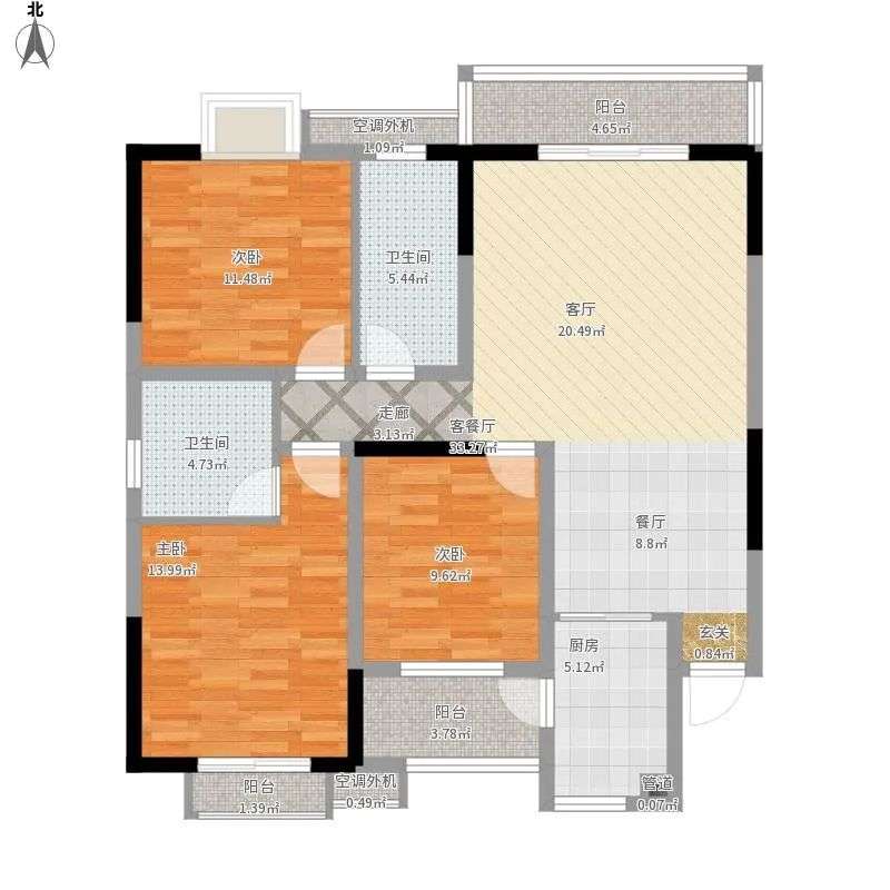 吉大汉珠山府  3室2厅2卫   79.00万室内图1