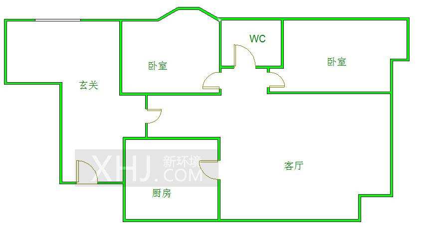 中铁丶西子香荷  2室1厅1卫   1200.00元/月室内图1