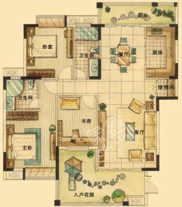 凯德世纪名邸  3室1厅1卫    3000.0元/月室内图1