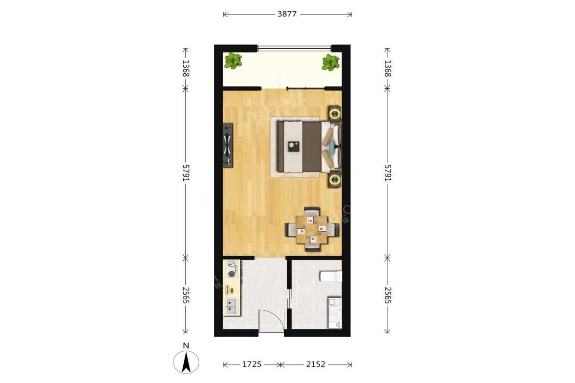 建发天府鹭洲 1室1厅1卫 2100.0元/月 建发天府鹭洲 1室1厅1卫 2100.0元/月户型图