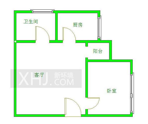 左右小区 1室1厅1卫 1600.0元/月 左右小区 1室1厅1卫 1600.0元/月户型图