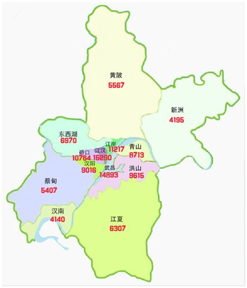 武汉分区图高清图片