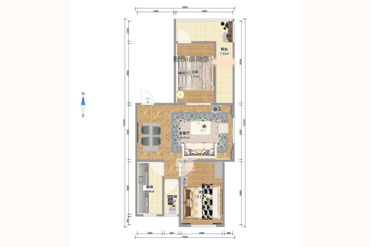 新合公寓（火星安置房小区）  2室1厅1卫    48.0万户型图