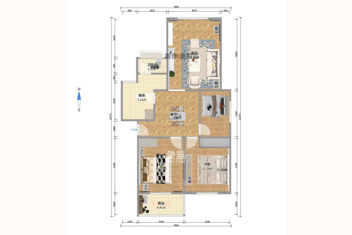 省交通科学研究院  3室2厅1卫    73.0万户型图