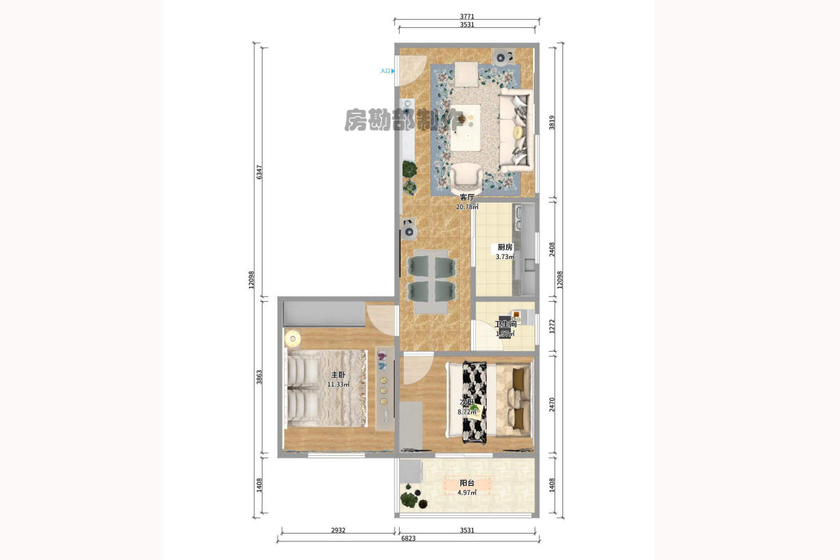 标准件厂宿舍（长沙标准件总厂宿舍）  2室2厅1卫   1600.00元/月户型图