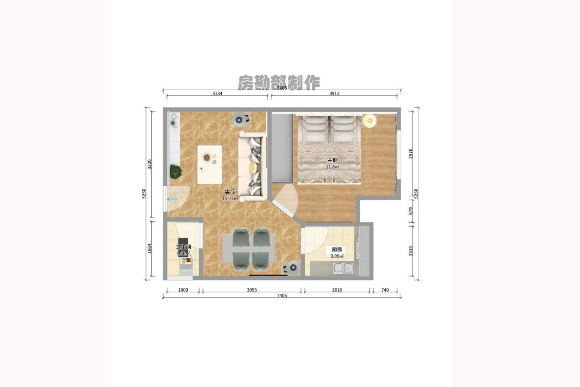 左岸右岸  1室1厅1卫   47.80万户型图