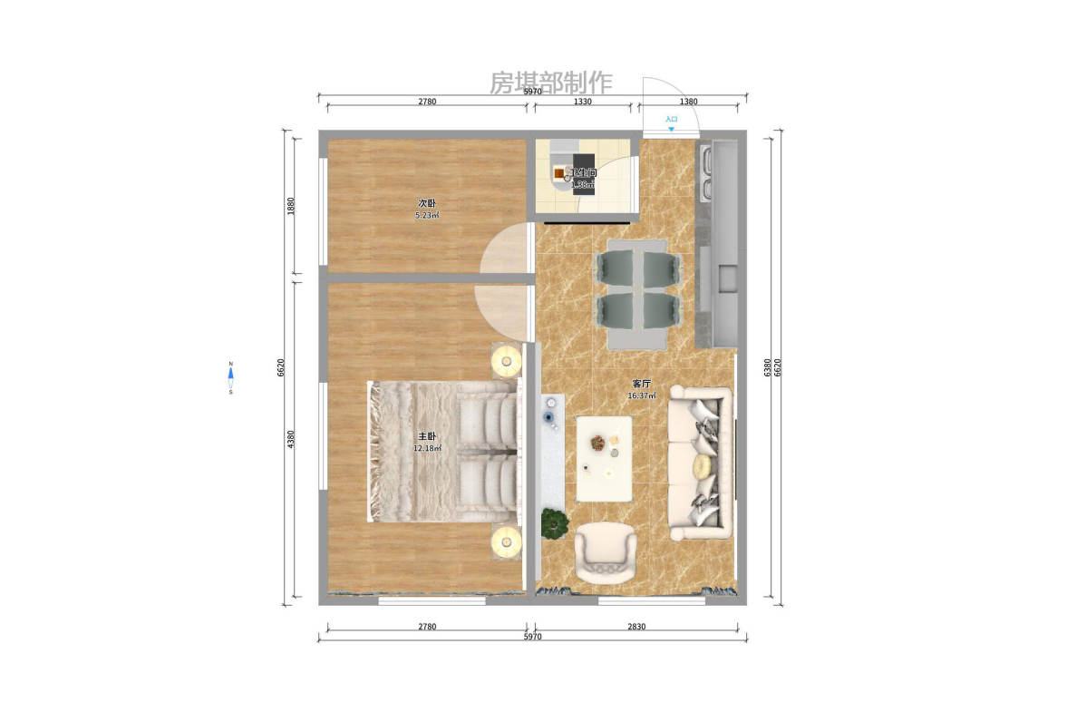 达美D6区  2室1厅1卫   96.00万户型图