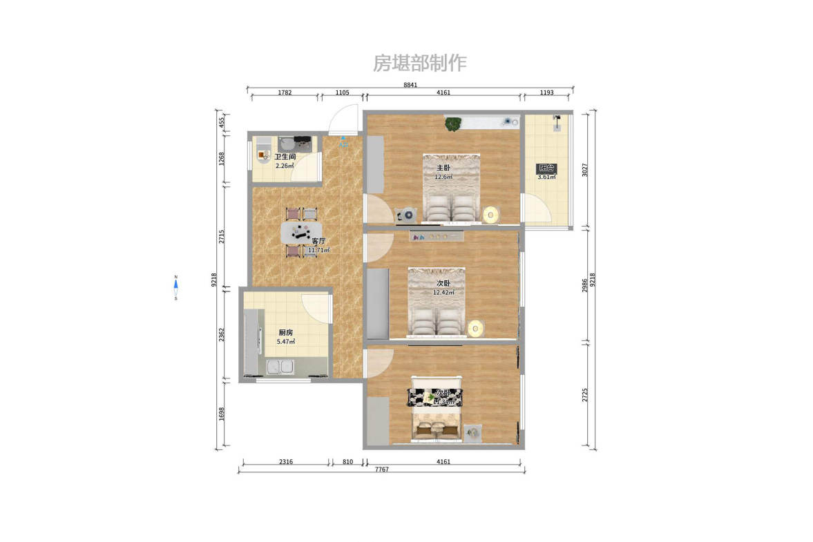 洞井小区(地质大队）  3室1厅1卫   36.00万户型图