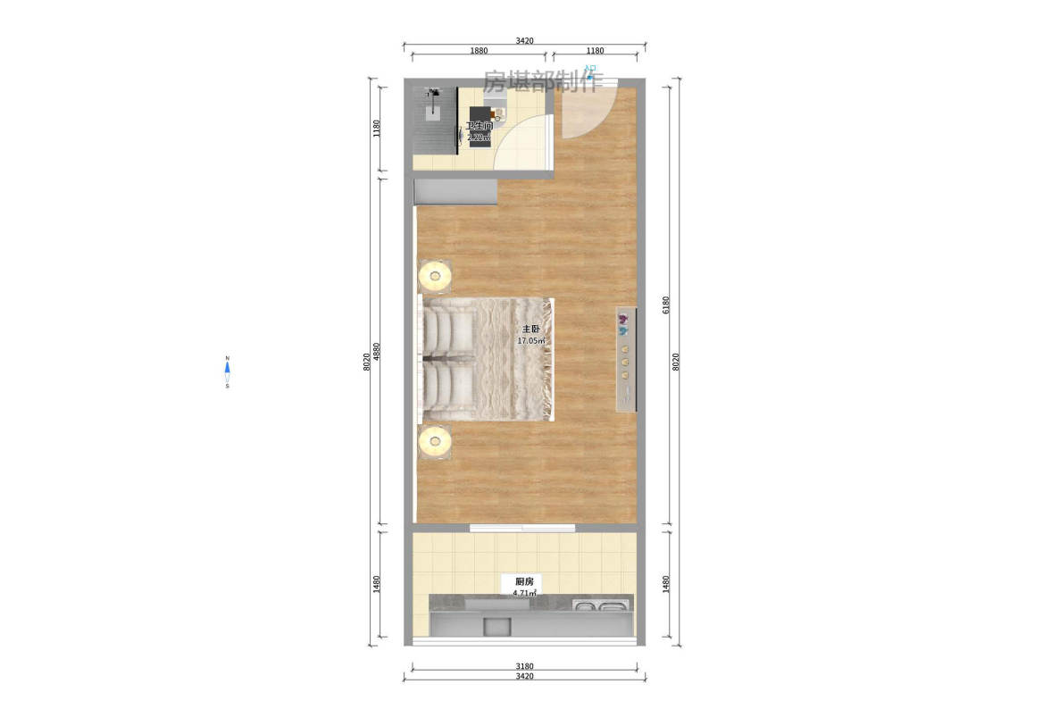新远时代  1室1厅1卫   32.00万户型图