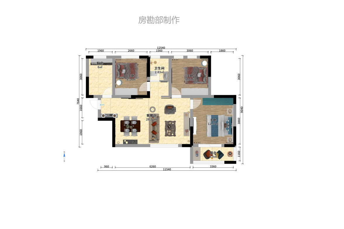 山水嘉园  3室1厅1卫   101.80万户型图