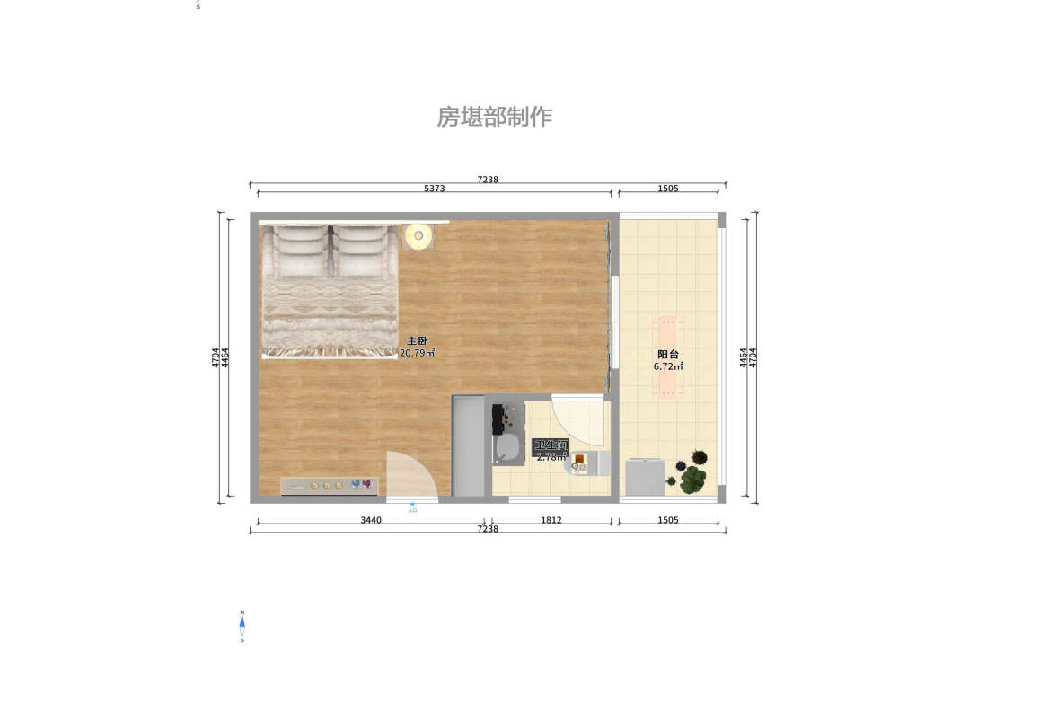 君悦紫园  1室1厅1卫   37.00万户型图