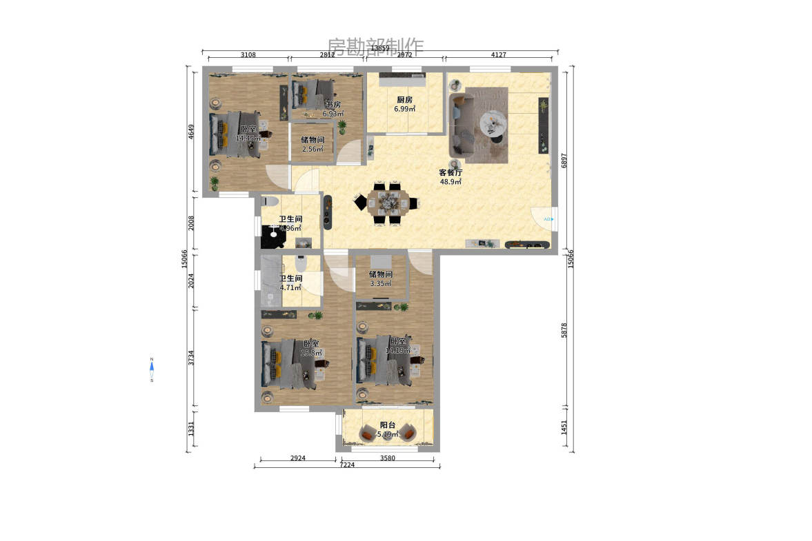 阳光锦城  4室2厅1卫    260.0万户型图