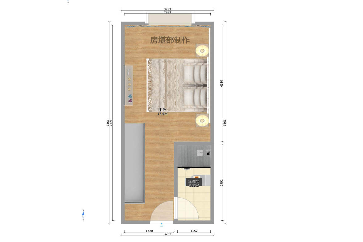 卓越浅水湾  1室1厅1卫    1950.0元/月 卓越浅水湾  1室1厅1卫    1950.0元/月户型图