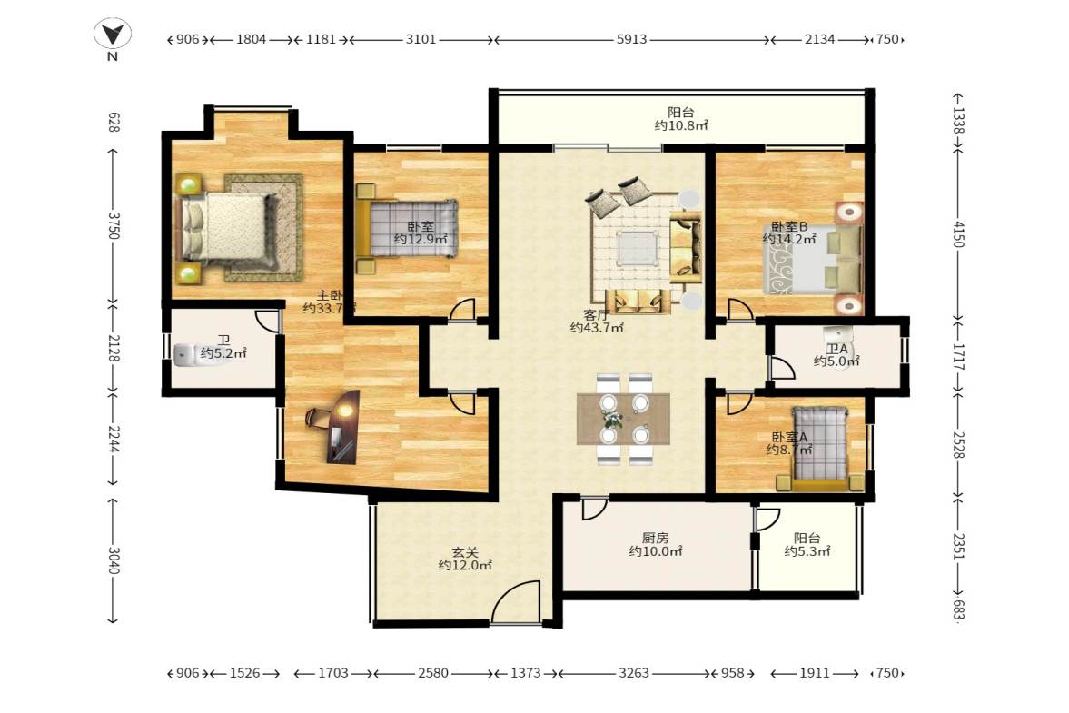枫雅名苑  5室2厅1卫   303.00万户型图