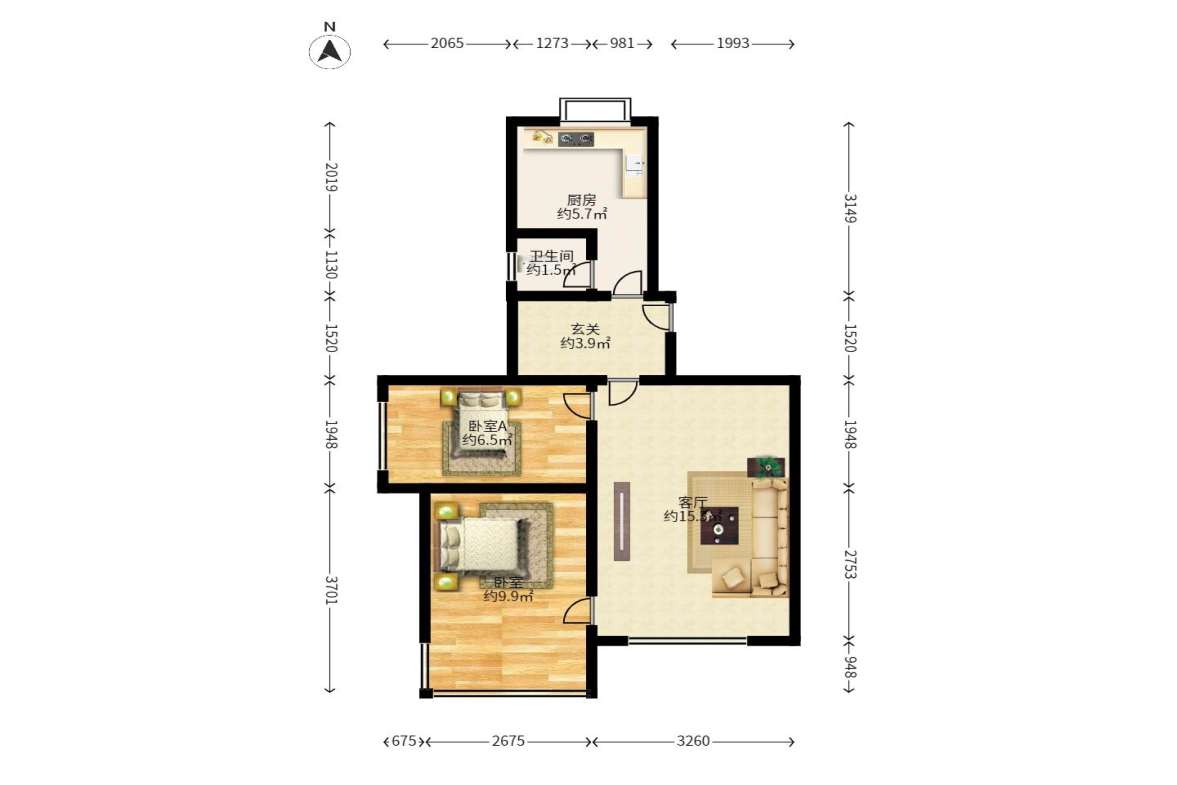 东瓜山二村  2室1厅1卫   48.00万户型图