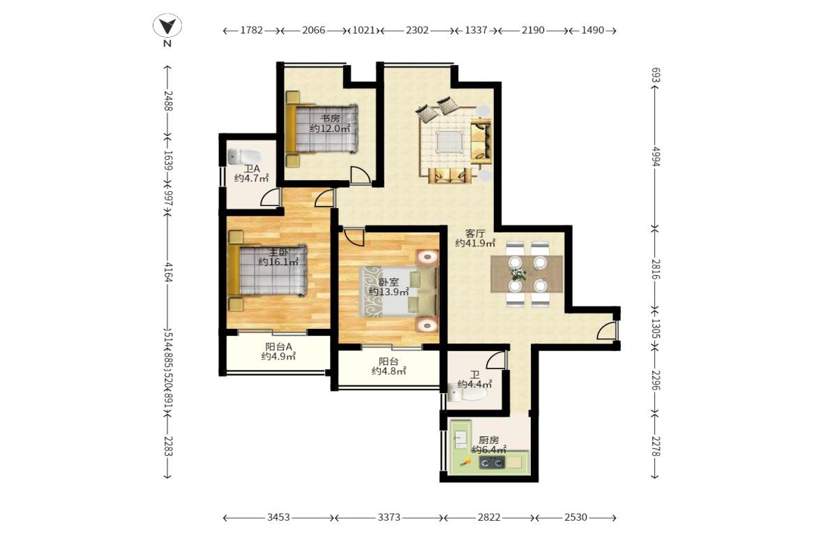 佳逸豪园  3室2厅2卫    156.0万户型图