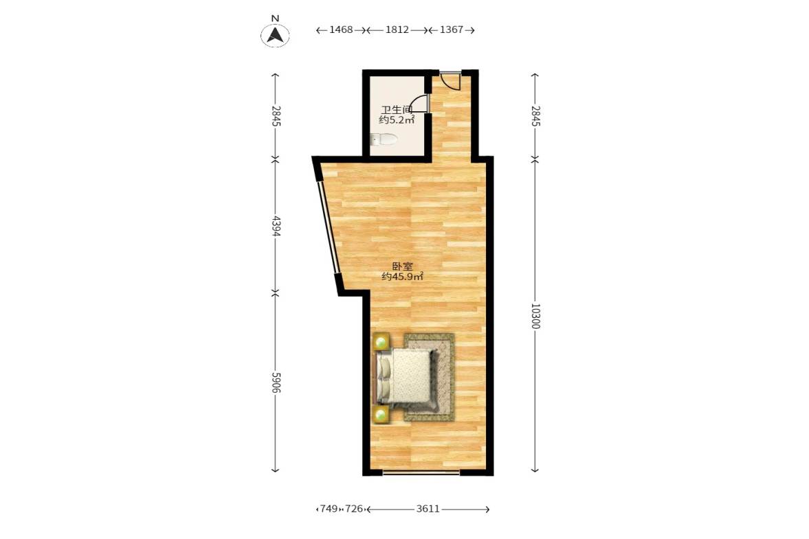 天心华庭  1室1厅1卫   58.00万户型图