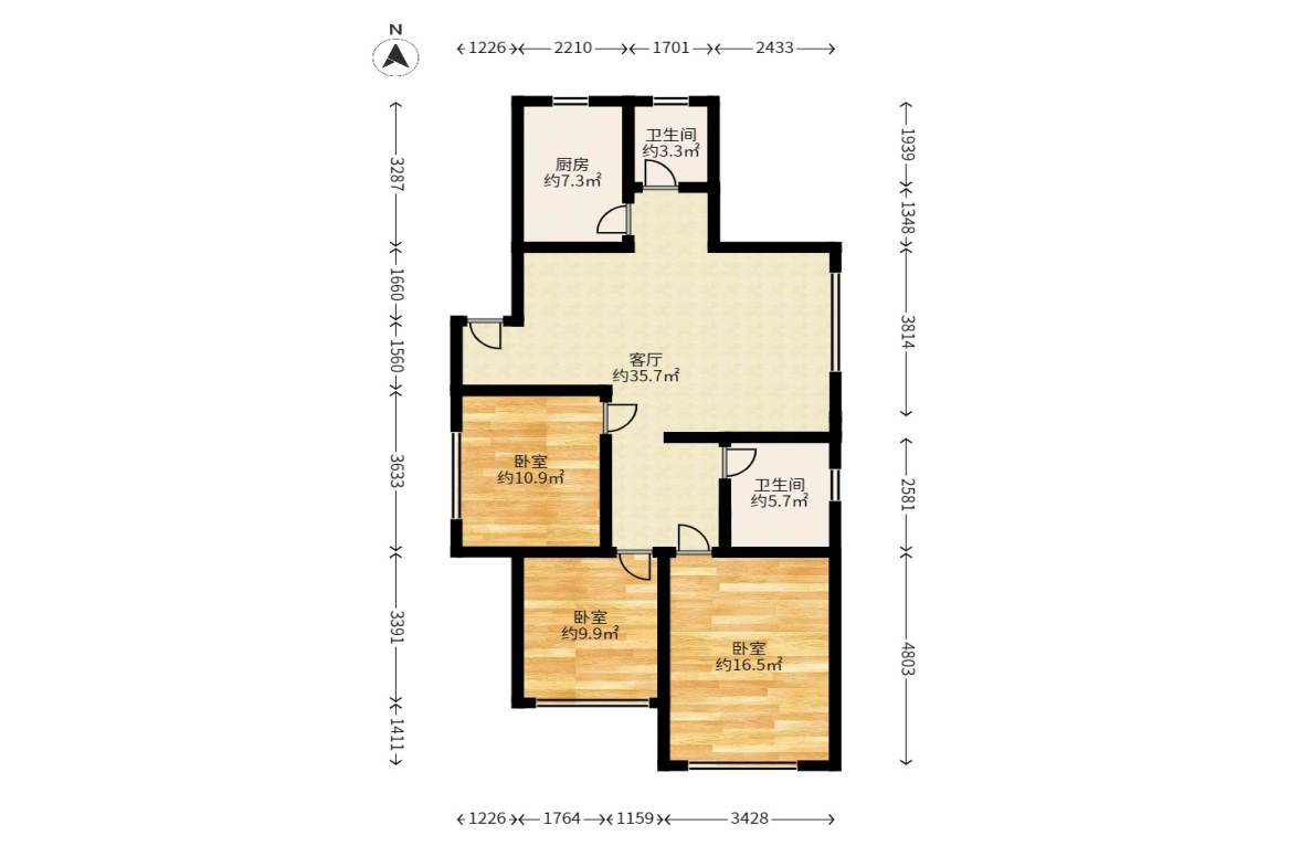 新桥小区  3室2厅1卫   60.80万户型图