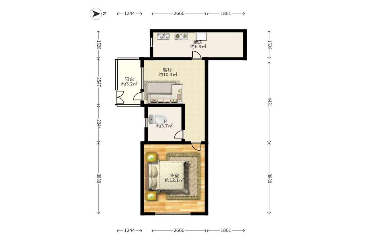 富基世纪公园  1室1厅1卫   42.80万户型图