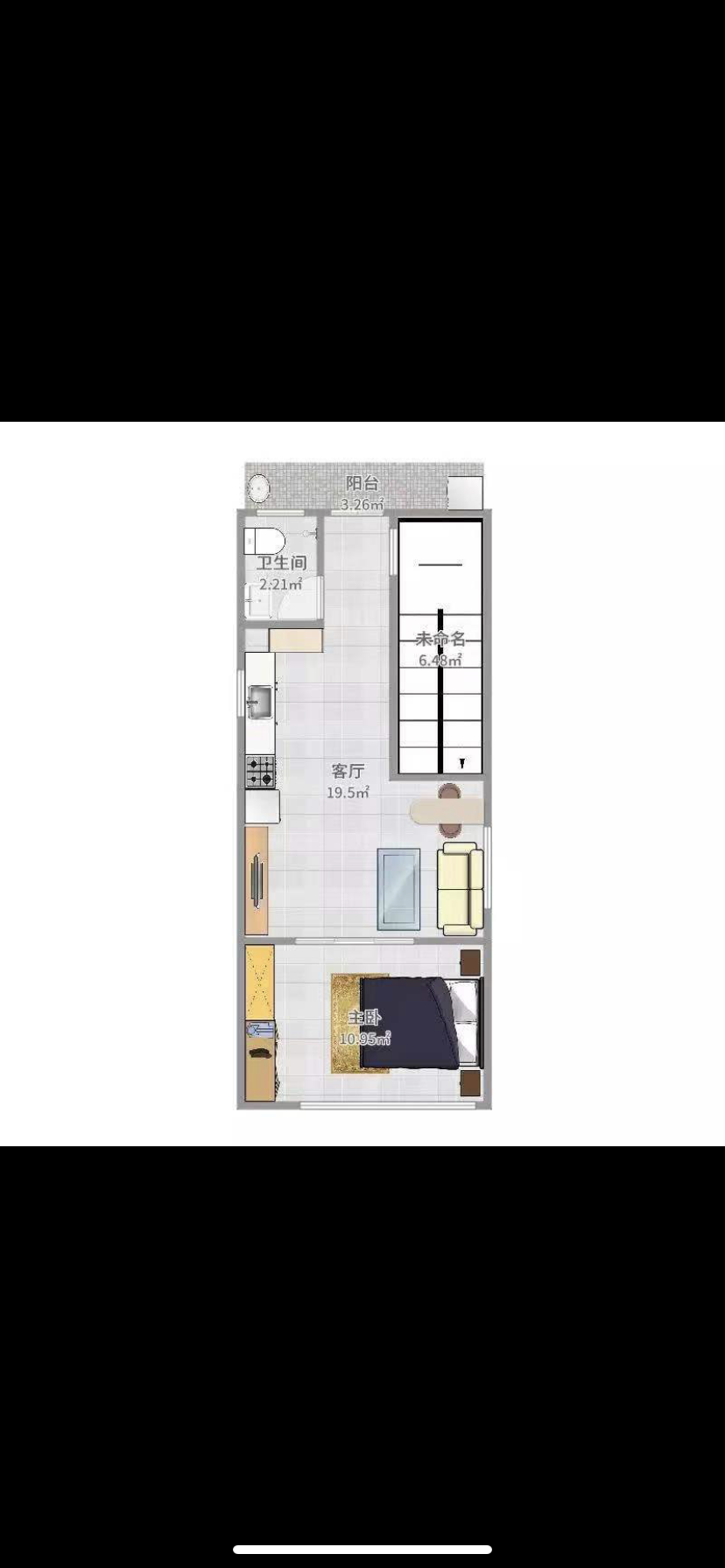 万籁酒店  1室1厅1卫    1800.0元/月户型图