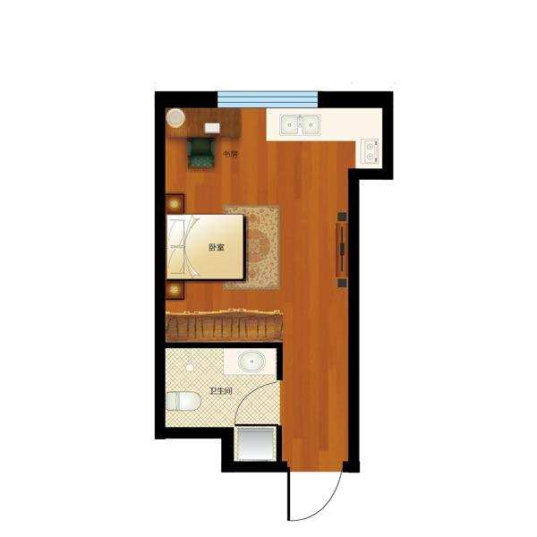 高坪头安置小区  1室1厅1卫    1200.0元/月户型图