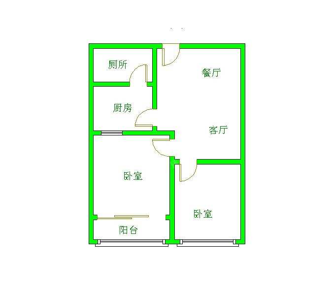 中铁西城二期  2室1厅1卫   1900.00元/月室内图1