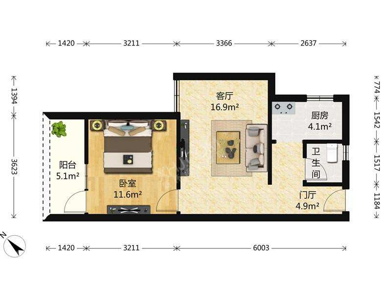 揽胜金沙 1室1厅1卫 2800.0元/月 揽胜金沙 1室1厅1卫 2800.0元/月室内图