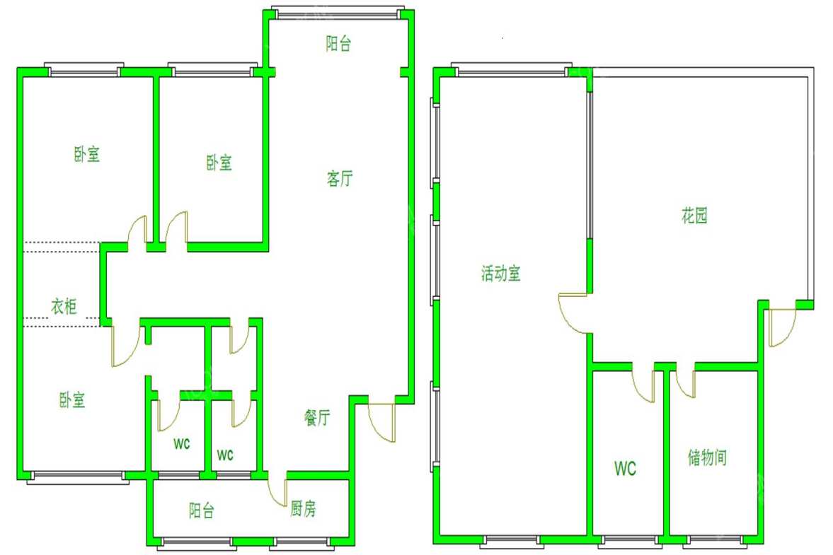 二十一世纪花园1期  3室2厅2卫   202.00万室内图1