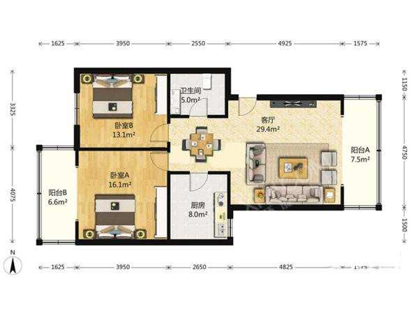 百家苑  2室2厅1卫    143.0万小区图