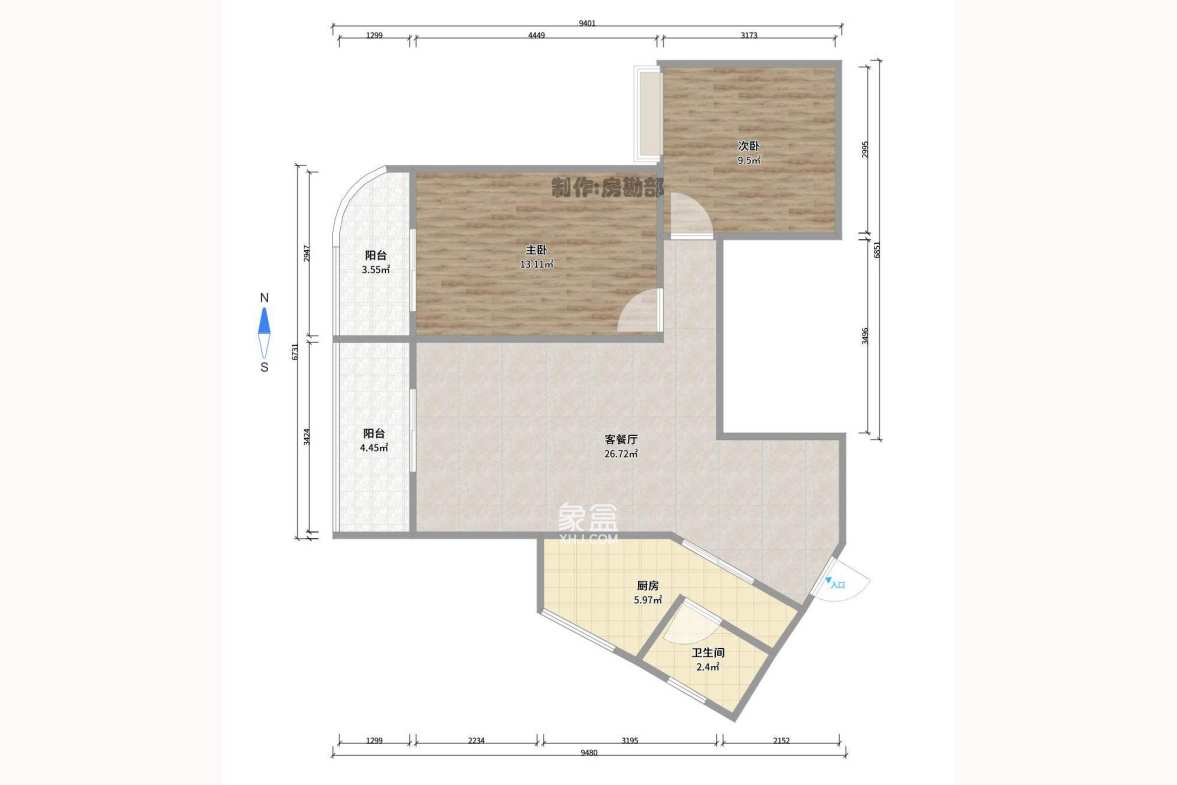 工贸大厦  2室2厅1卫   96.80万户型图