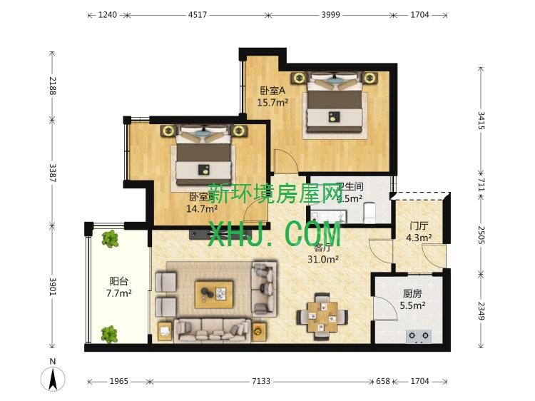 逸都花园  2室1厅1卫   180.00万