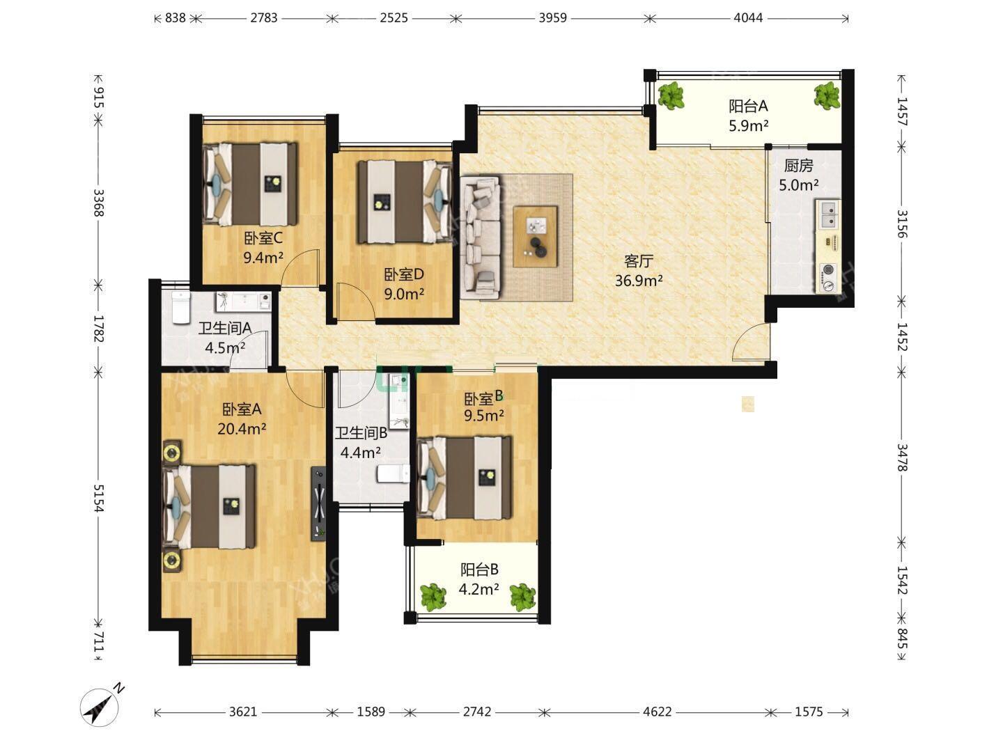 建发.中央鹭洲  4室2厅2卫   330.00万