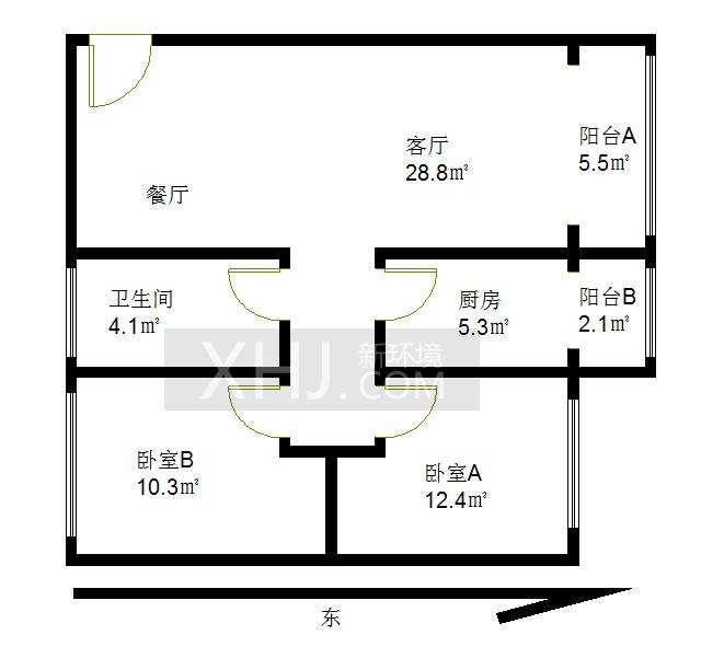香木林新城  2室1厅1卫   205.00万室内图1