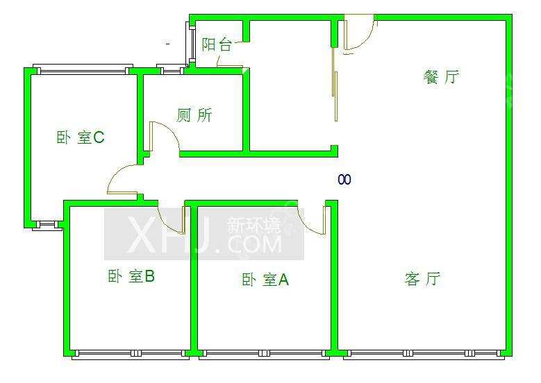 中铁瑞景颐城  3室2厅1卫   2300.00元/月室内图1