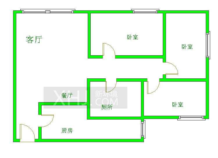 荣盛花语城  3室2厅1卫   1900.00元/月室内图1