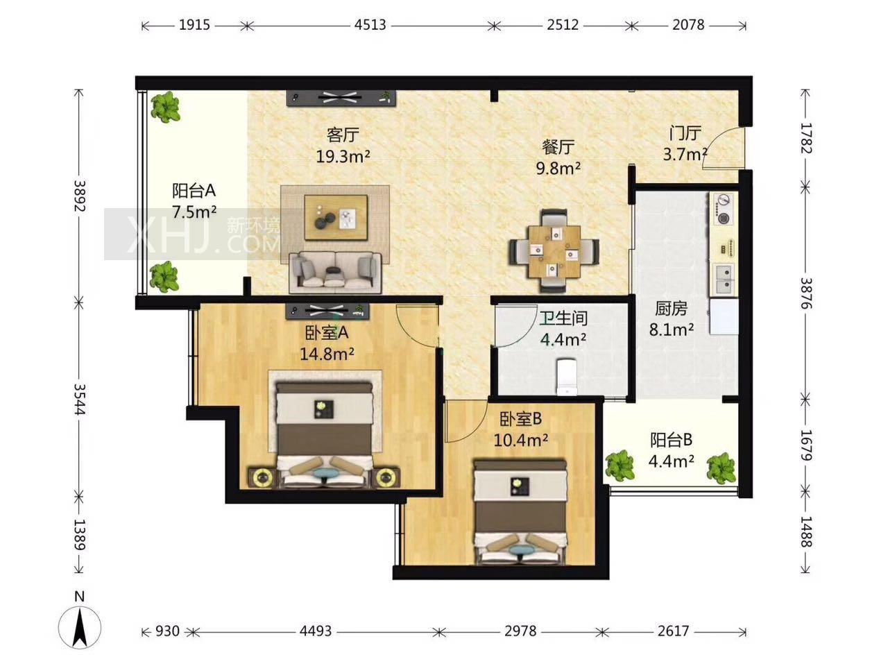 天悦府  2室1厅2卫   260.00万