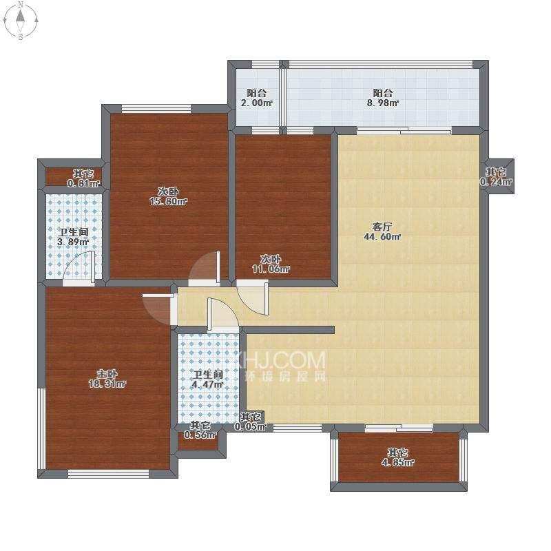 碧园大城小院  3室2厅1卫   135.00万室内图1