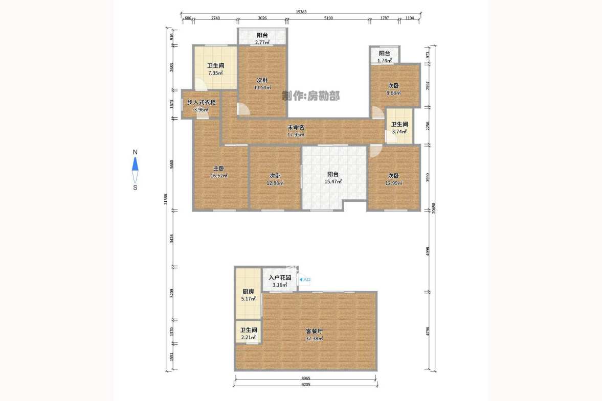 万科金域华府三四期 4室2厅1卫 6500.0元/月 万科金域华府三四期 4室2厅1卫 6500.0元/月户型图