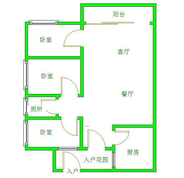 光华锦苑  3室2厅1卫   2400.00元/月室内图1