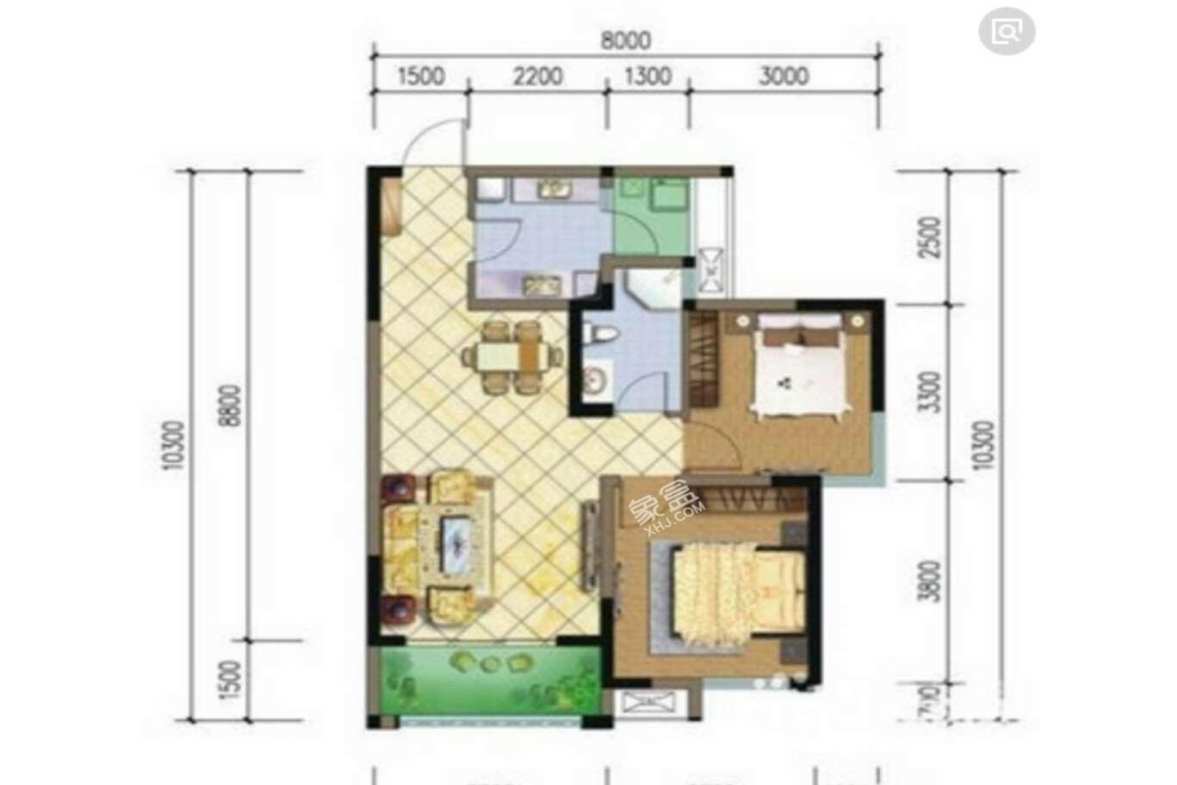 天府鹤林-西区（一期）  2室2厅1卫   1400.00元/月室内图1