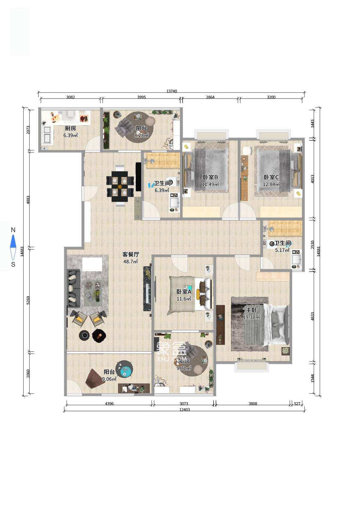 迎新佳苑  4室2厅1卫   169.00万室内图1