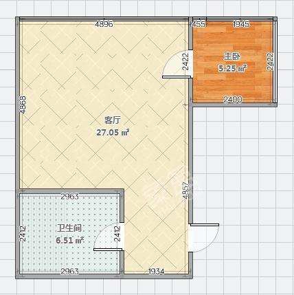 保利星座  1室1厅1卫    3200.0元/月室内图1