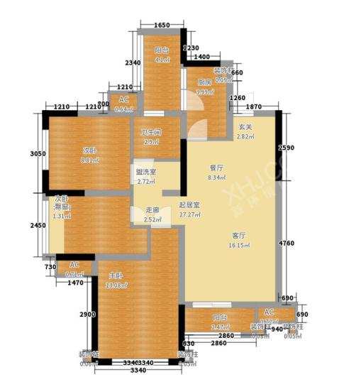 合能璞丽  3室1厅1卫    3100.0元/月室内图1