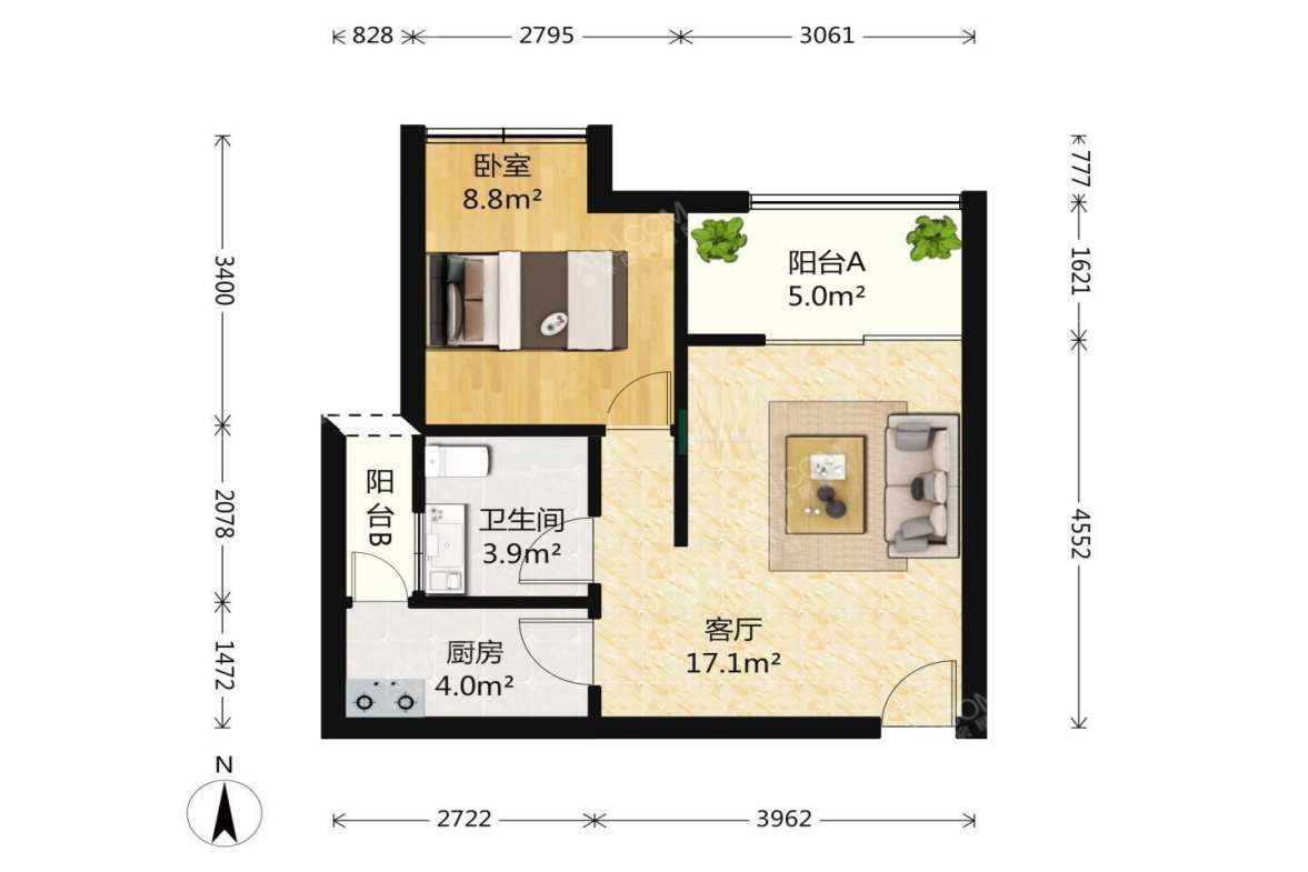 icon尚郡  1室1厅1卫    2000.0元/月 icon尚郡  1室1厅1卫    2000.0元/月室内图1