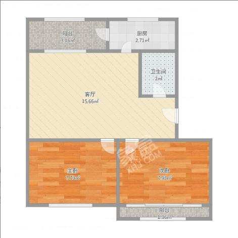 天府鹤林-东区（二期）  2室1厅1卫   1500.00元/月室内图1