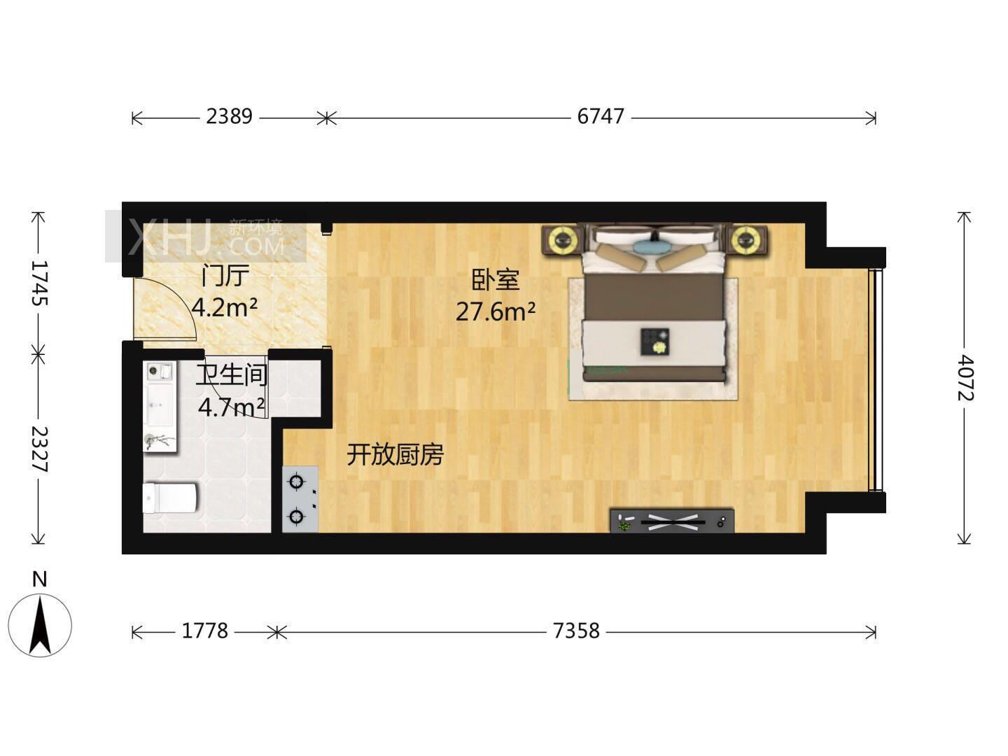 两江国际  1室0厅1卫   78.00万