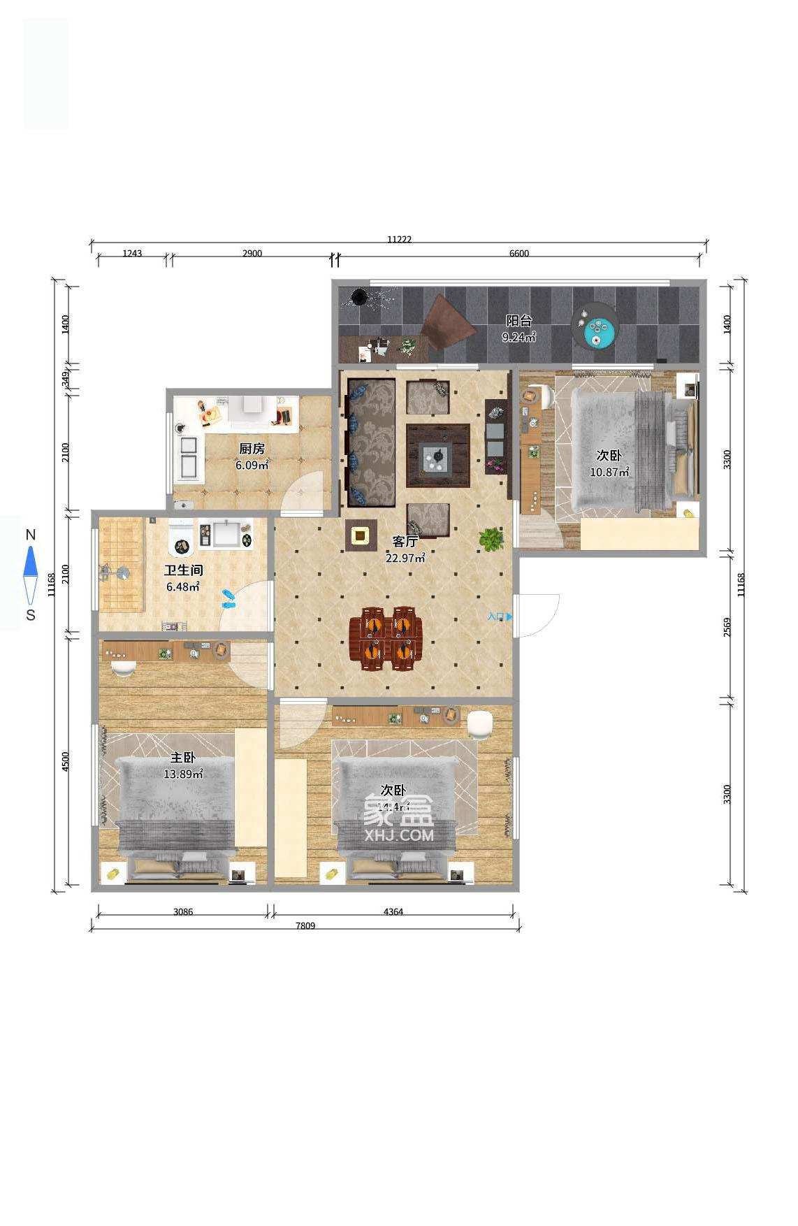 长沙市公用设施宿舍  2室2厅1卫    1700.0元/月户型图