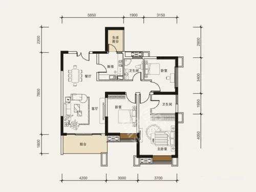 天悦府  3室2厅2卫    6000.0元/月 天悦府  3室2厅2卫    6000.0元/月室内图1