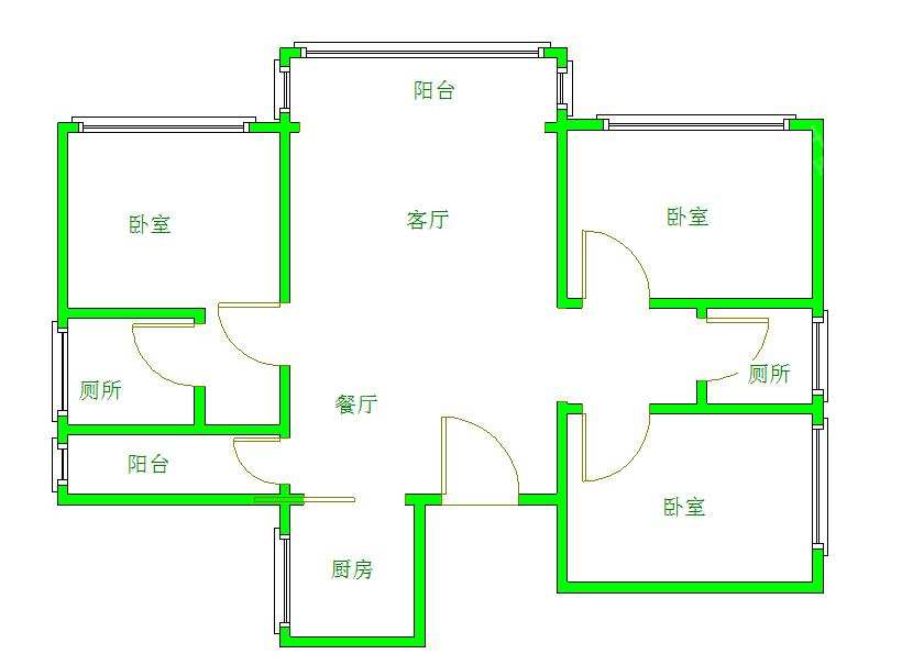香木林新城  3室2厅1卫   3400.00元/月室内图1
